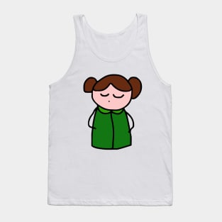 Girl in a Green Dress - Cute Character Tank Top